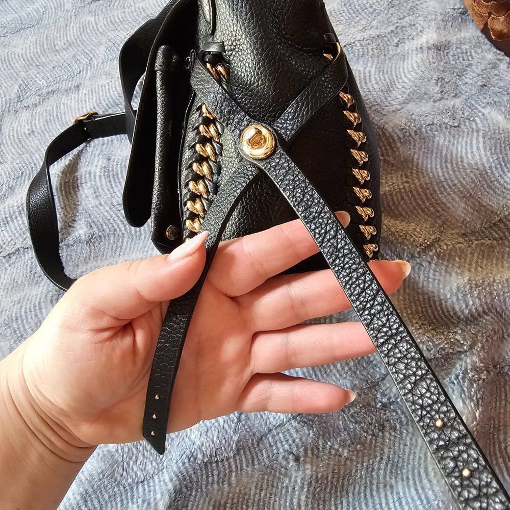 RARE! Coach Dakota 21 Flap Crossbody Bag Purse in Black pebbled leather - Picture 5 of 8